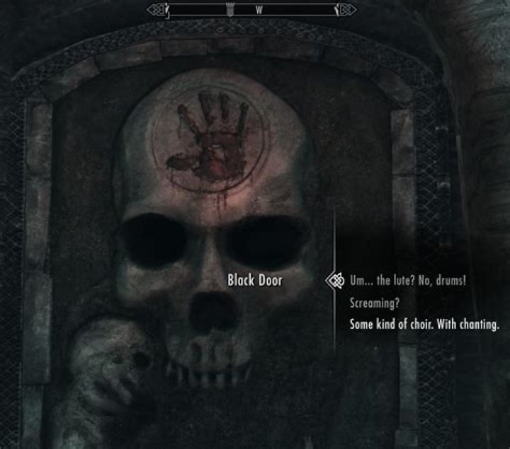 How can I open the Black Door to the west of Falkreath?