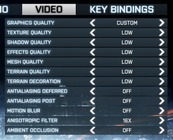 What are the optimal video settings for spotting infantry?
